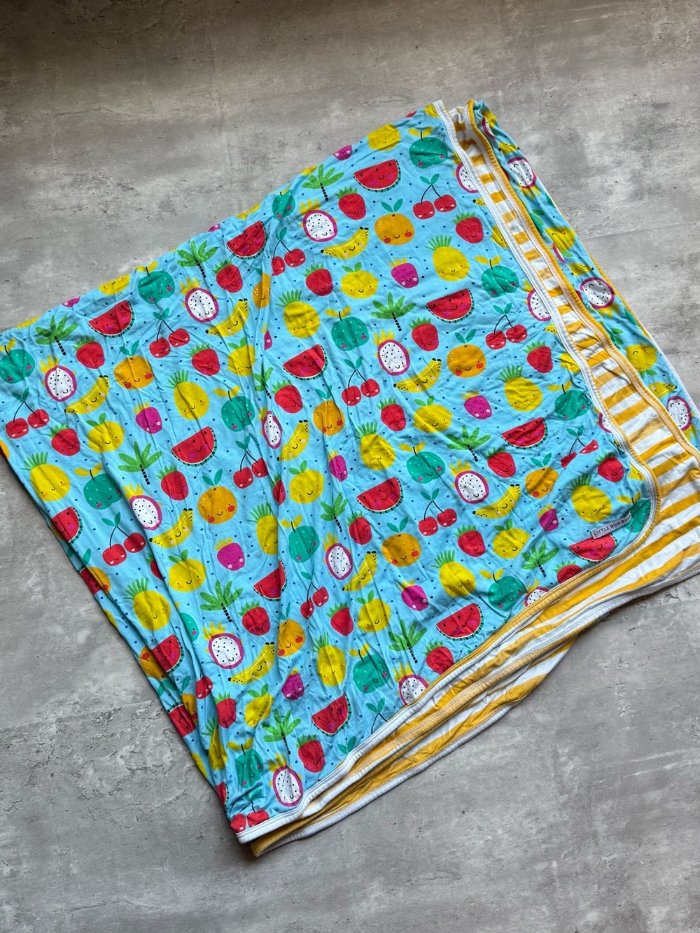Kids Blue Tropical Fruit Print Blankets - Soft Multi-Fruit Design